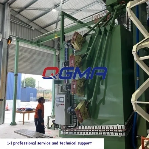 鉄骨構造ハンガーフック型自動/小型部品用ショットブラスト機